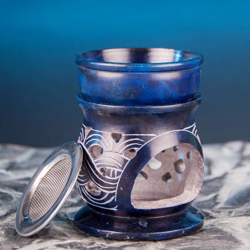 NKlaus Aroma Lamp Celtic Knot with Strainer Made of Soapstone