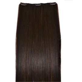 100% REAL, Luxury, Clip-In Hair Extensions, 1 Piece, 22 inches in length - 40 Grams, Remy, Human Hair (1pc, 22 inch, 4, Dark Brunette, Brown)