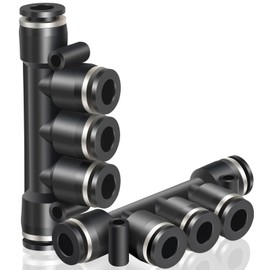 TAILONZ PNEUMATIC 10MM OD 5pcs Straight Connectors Plastic Quick Release Air Line Fittings PK-10 (5 Way)