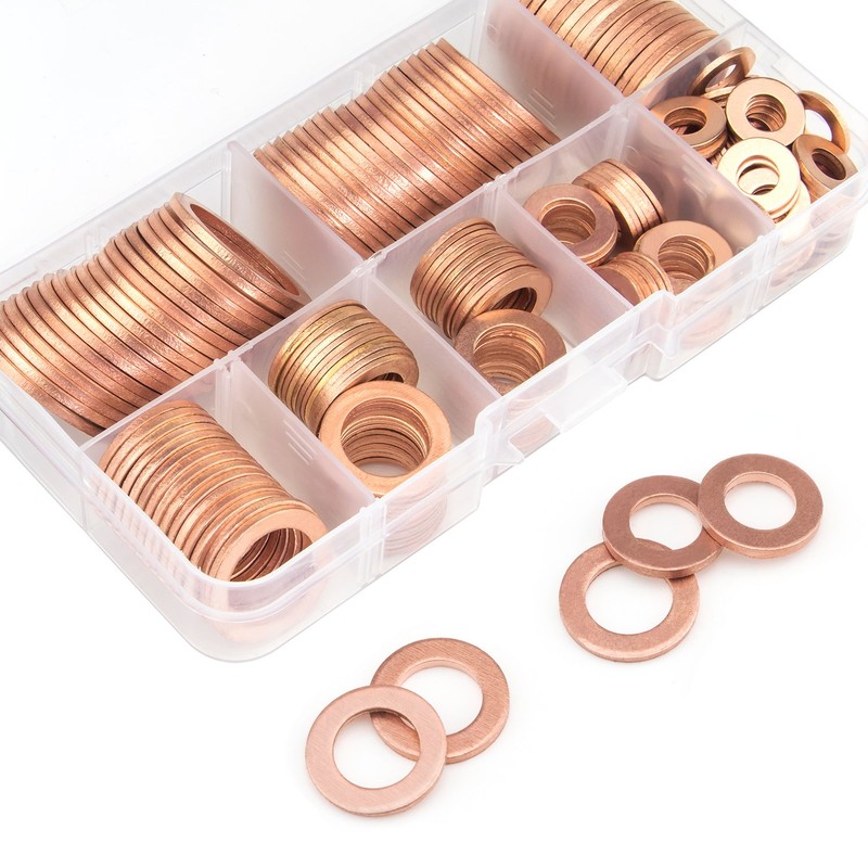 Sutemribor 150PCS 8 Sizes Copper Metric Sealing Washers Flat Washers
