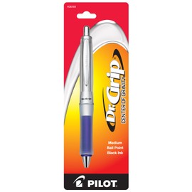 PILOT Dr. Grip Center of Gravity Refillable & Retractable Ballpoint Pen, Medium Point, Navy Grip, Black Ink, Single Pen (36181)