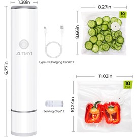 Handheld Vacuum Sealer for Food,Compact Vacuum Sealer Machine Portable and Rechargeable,Include 20 Reusable Vacuum Sealer Bags Ideal for Preservation Fresh,Sous-Vide,Meal Prep,Food Storage