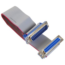 CablesOnline, 12 Inches DB25 Male to DB25 Female 25-Conductor 28awg Straight-Through RS232, Parallel, SCSI Flat Ribbon Extension Cable, S-5F01F