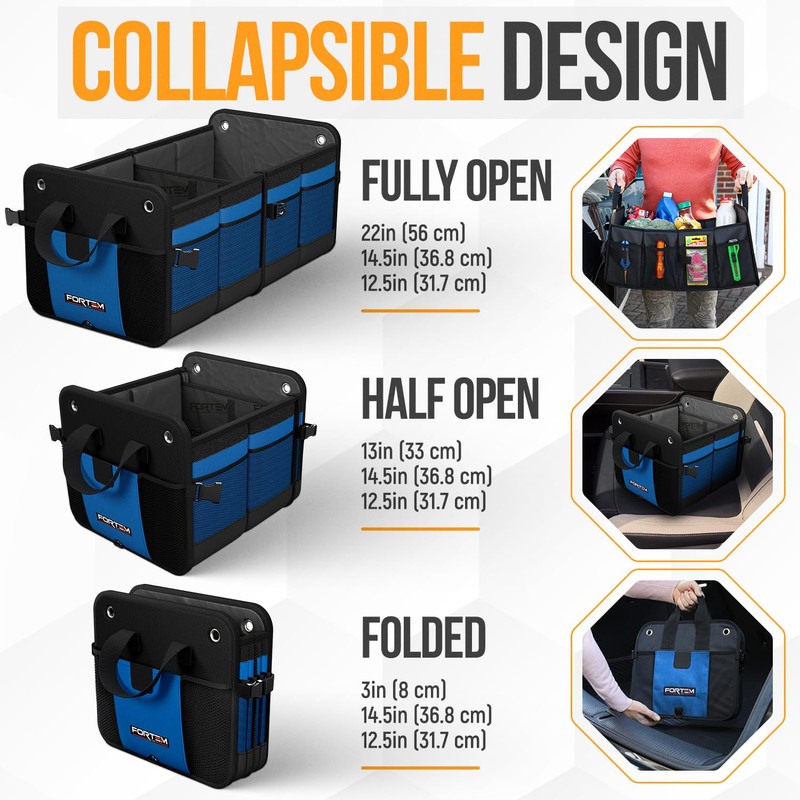 FORTEM Trunk Organizer For SUV Car Organizer and Storage, Collapsible