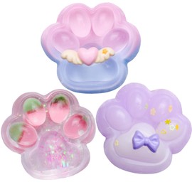 Mwmoeen Pack of 3 Squishy Cat Paw, Taba Squishy Cat, Cat Paws Squishy, Cat Paw Squeeze Toy, Multicoloured Squishy for Stress Relief, Cat Shaped Press Toy, Anti Stress Toy