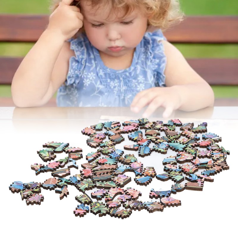 100 Piece Wooden Animal Jigsaw Puzzle Round Shaped Educational Hand