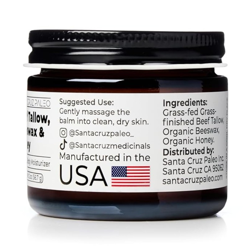 Santa Cruz Paleo, Beef Tallow, Beeswax & Honey Face Moisturizer,
