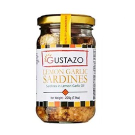 Gustazo Lemon Garlic Sardines 225G - Soaked in lemon garlic oil with lots of garlic brings out a fragrant and appetizing smell and taste
