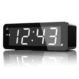 KWANWA Alarm Clock, Large Display 1.8" LED Numbers, Adjustable Led Brightness, Battery Operated, 12/24Hr, Snooze, Clearly Visible Day and Night, Alarm Clock for Heavy Sleepers Adults, Kids