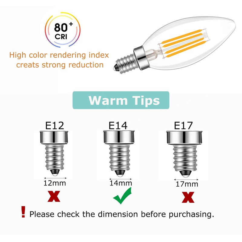 Lamsky E14 LED Bulb Dimmable,110V 400LM 40W Equivalent Warm White