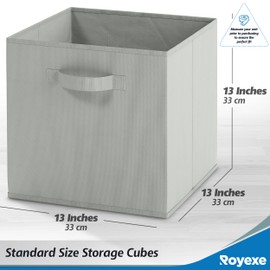 Royexe Cube Storage Baskets for Organizing -11 Inch -Set of 8 Heavy-Duty Storage Cubes for Storage and Organization. Perfect Bins for Cubby Storage Boxes Or Cube Storage Organizer (Light Grey)