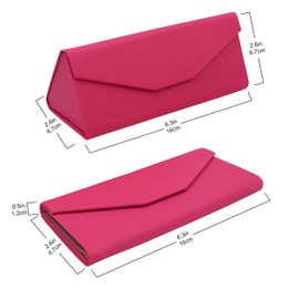 Real Sic Glasses Case for Men and Women - Magnetic Folding Hard Shell Sunglass Holder - Vegan Leather Eyeglass Protector, Variety of Styles Inspired by Solid Color - (Fuchsia)