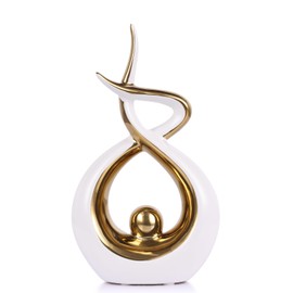 PlivBloom Gold Modern Sculpture Table Decorations, Ceramic Knick Knacks Statues for Living Room Decor, Tv Stand and Desk Decor, Suitable for Coffee Tables and Shelf Decorations, Great Gift Idea