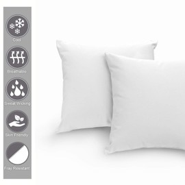 Pizuna White Cotton Pillowcase 80 x 80 cm, Pack of 2, with Zip, 400 Thread Count Long Staple Cotton Satin Weave Pillow Slip 80 x 80 cm (100% Cotton Square Pillow Cover)