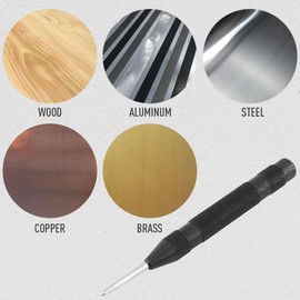 Automatic Centrepons, Granular, Automatic Centre Punch, 1 Piece, Black, Automatic Centre Punch Locator, Metal Wooden Press, Dent Marking Tool, Universal Tool for Machinists and Carpenters