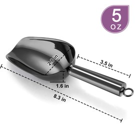 P&P CHEF Small Ice Scoop, 6OZ Stainless Steel Candy Food Flour Scoop, Utility for Kitchen Garden Bar Wedding Bath, Heavy Duty & Non Toxic & Easy Clean, (Black, 1Pc)