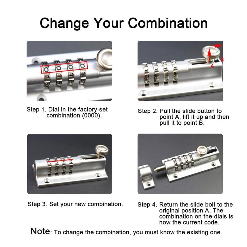 Sliding Combination Bolt Combi Bolt Latch Keyless Combination Bolt 4