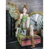 Ebros Gift Steampunk Aviator Fairy Sitting On Suitcases Figurine 9"H