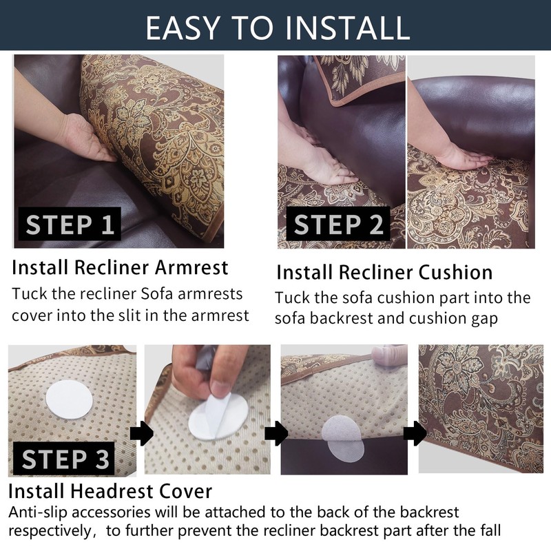 LUFEIJIASHI Waterproof Recliner Sofa Covers Non-Slip Recliner Couch Covers for