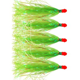 Alive Witch Lure Bait Fishing Lure Bullet Head 0.35 Ounce with Mylar Flash Skirted Hair 5pcs/lot (Green)