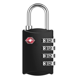 ZHEGE TSA Lock, Suitcase Lock, 4-Digit Padlock, Luggage Lock for Travel Suitcases, Backpacks, Small Combination Lock, Black