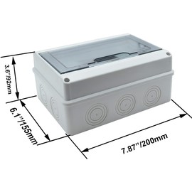 smseace Distribution Protection Box, ABS Plastic Transparent Cover Waterproof Distribution Box IP65, for Indoor Wall Circuit Breaker (8 Way)