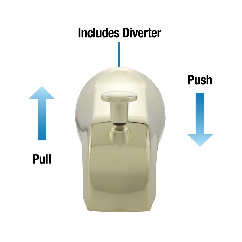DANCO Universal Tub Spout with Diverter, Polished Brass, 1-Pack (89265)