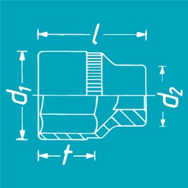 HAZET Hex Socket 900-34| 12.5mm Square Drive, 34mm Flat Width, with Knurling | Chrome Plated and Polished Surface Socket for Manual Operation