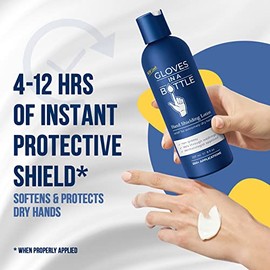 Guantes en una loción de protección para botellas (One- 2 fl oz-60 ml & One - 8 fl oz-240 ml) con bomba ideal para piel seca. Sin grasa y sin fraganci