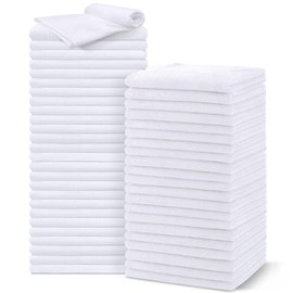 UNIMADE Salon Towels 48 Pack, Super Soft Microfiber Hand Towel, Highly Absorbent Hair-Drying Cloth for Gym, Bath, Spa Use and Home Beauty Care - White (16x29 inch)