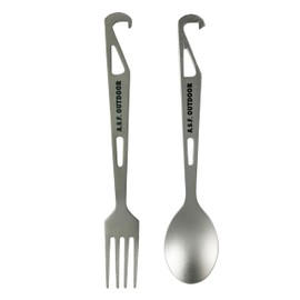 A.S.F. OUTDOOR Titanium Cutlery Set (Chopsticks and Spoon with Hook)