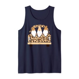 Valentines Day Leopard Print Vintage Farm Truck Gnome Tank Top