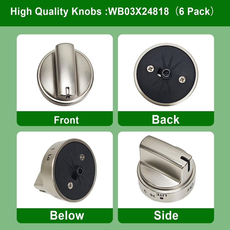 6 Pack WB03X24818 Stove Knob,Gas stove Knobs Replacement for GE