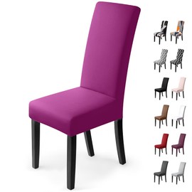 BalladHome Chair Covers, Pack of 2, Stretch Chair Covers, Elastic Modern Cover, Stretch Cover, Chair Cover, Bi-Elastic Fitted Cover, Very Easy Care and Durable, Universal (Pack of 2, Purple)