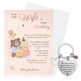 Pletmin Wife Birthday Gifts from Husband Best Birthday Wife Gifts Happy Birthday to My Wife Greeting Cards with Envelope I Love You Keyring Keychain Gifts for Her Wife Present Valentine Card