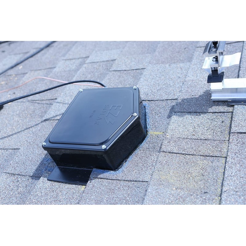 EZ Solar JB-1.XL Rooftop PV Junction Box, Asphalt Shingle, Black