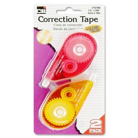 Charles Leonard White Paper Correction Tape, Assorted Color Cases, 2-Pack (72788)