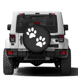 Foruidea Paw Print Spare Tire Cover Dust-Proof Wheel Tire Cover Fit Trailer, RV, SUV and Many Vehicle 15 Inch