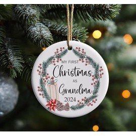 My First Christmas As Grandma 2024 Ornament - New Grandma Gifts - Pregnancy Announcement Christmas - Year 1St Xmas As Grandma Ornament - Decoration Christmas Tree Ornament Printed on Both Sides