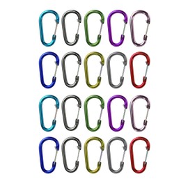 LUXPRO LP126-20PK Spring Gate Carabiners - Multi-Colored, Heavy-Duty Carabiner Clips for Keys, Backpacking, Camping, Hiking & More - 20 Pack