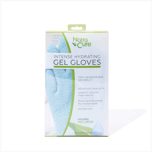 NatraCure Moisturizing Gel Gloves - (For Dry, Cracked Skin, Aging Hands, Cuticles, Eczema, After Hand Washing, Instead of Overnight Sleeping Gloves, Lotion, Cream) - Color: Aqua