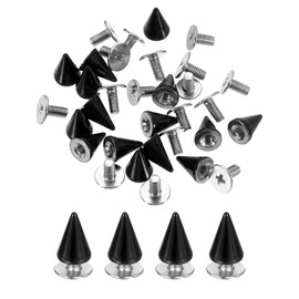 sourcing map 50 Sets Spikes and Studs, 7 x 10mm Cone Spikes Screw Back Studs Rivets, Cone Punk Spikes Rivet for Clothing Belts Bags DIY Leather Crafts, Black