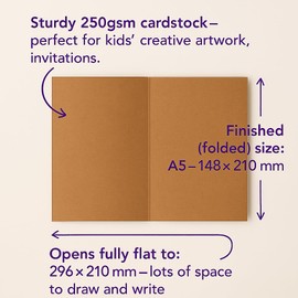 JamJar Print 12 Kraft Blank Greeting Cards | Large A5 Thick 250gsm | Includes Envelopes | Made in the UK | Pre-Folded for Invitations, Handwritten Notes & DIY Crafts