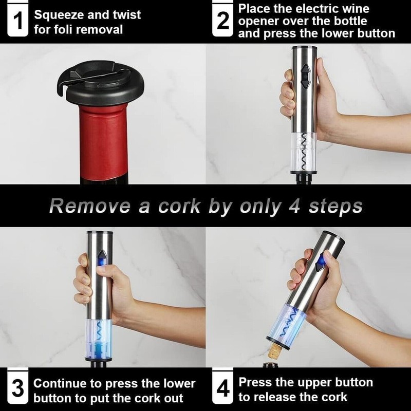 CIRCLE JOY 5-in-1 Electric Wine Opener Gift Set Stainless Steel
