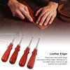 4pcs Leather Edger Professional Trimming Working Kit with Wooden Handle