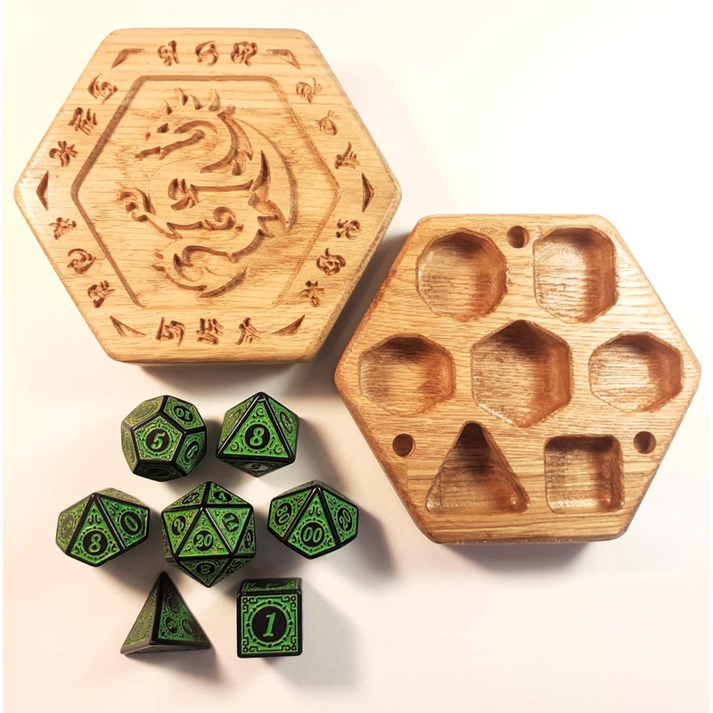 Dice Box - Dragon Runes Green Dice