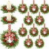 12 Pcs Christmas Kitchen Cabinet Wreaths Bulk, Red, Green, White