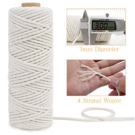 LEREATI Macrame Cord 3mm Set, 150m Thick Macrame Cotton Rope Yarn, 4 Strand Twisted Soft Macrame String for Crafts, Plant Hanger, Wall Hanging, Gift Wrapping, DIY, Home Decoration (3 Color D)