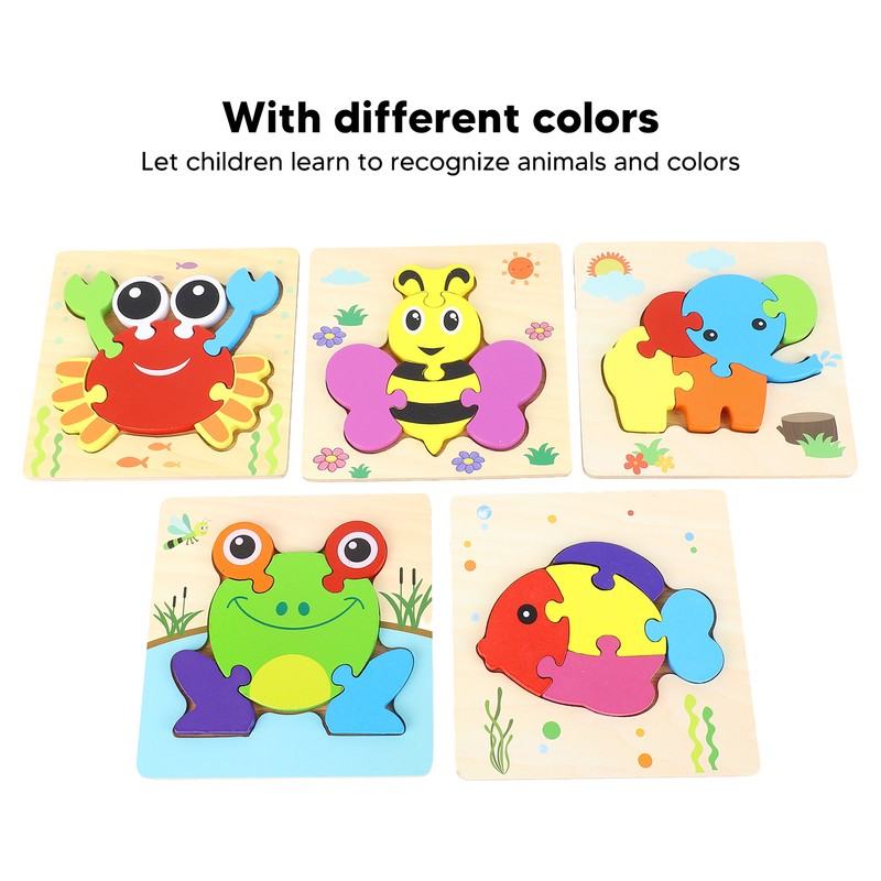 5pcs Baby Jigsaw Puzzles Animal Shaped Colorful Printing Educational Hands