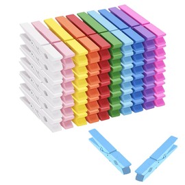 60 Pack Clothes Pins Wooden 10 Colors 2.9 Inch Big Clips for Pictures Classroom Laundry Crafts Photos Party Decor Cheer Coloured Clothes Pin Non-Slip